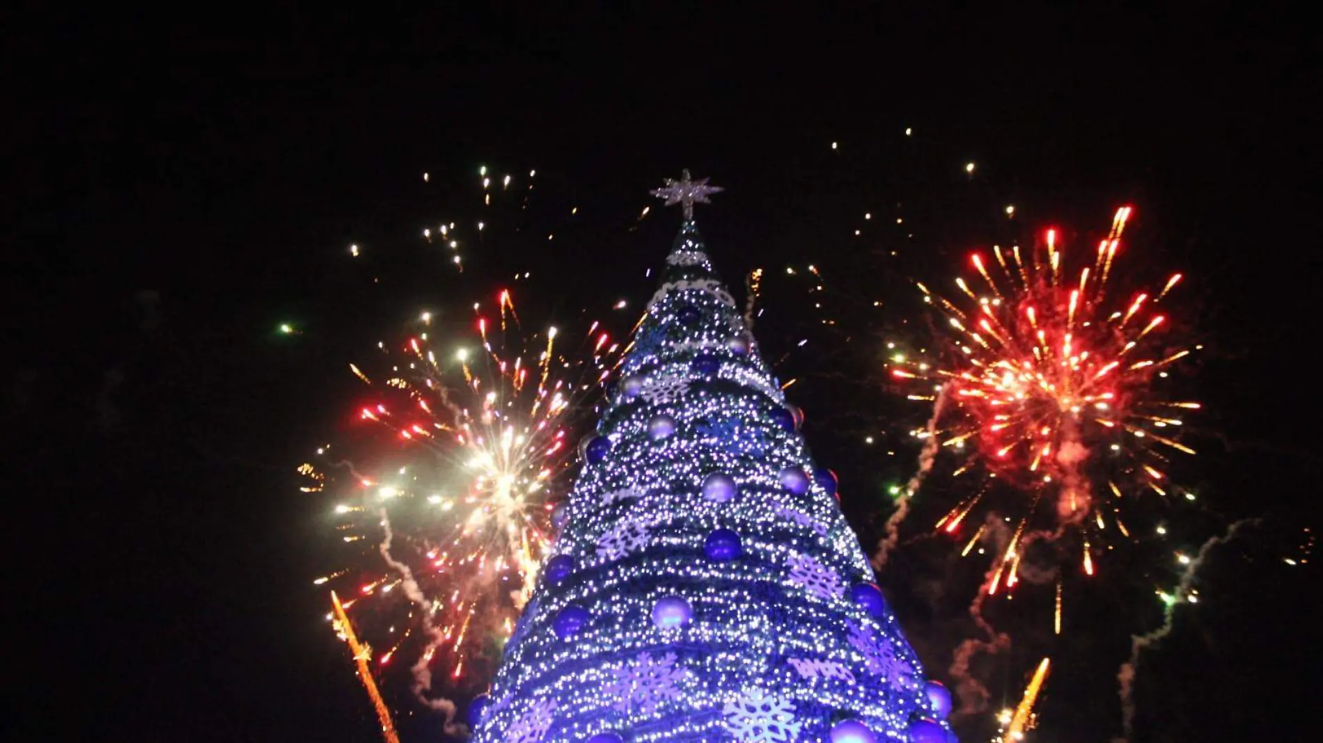 El encendido del monumental pino iluminó el cielo de Tampico